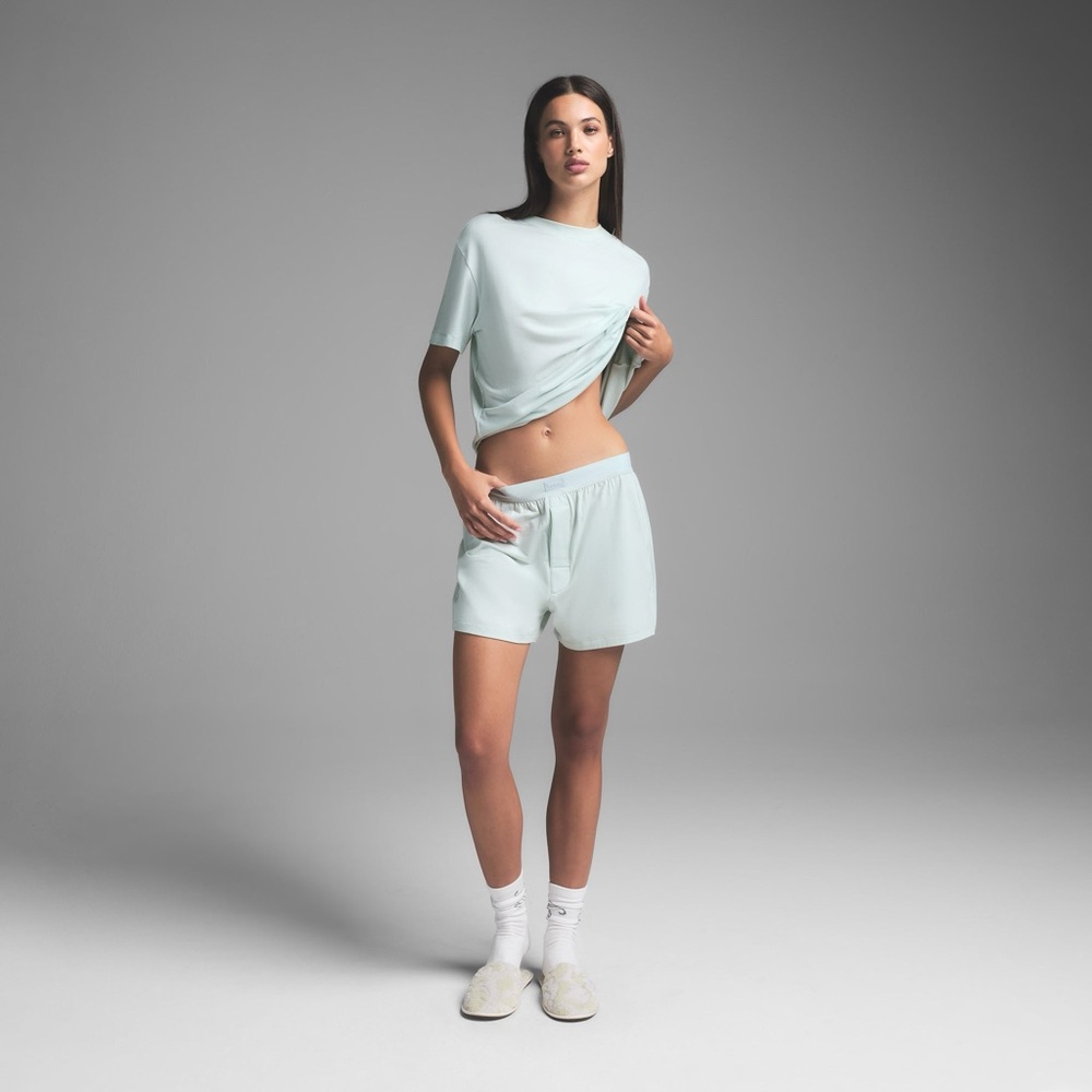 SKIMS frost loose boyfriend set: boxer shorts, long sleeve and short sleeve tee